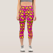 Leggings Capri Triangles rose jaune (Recto)