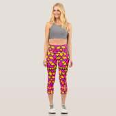 Leggings Capri Triangles rose jaune (Recto)