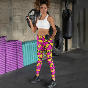 Leggings Capri Triangles rose jaune