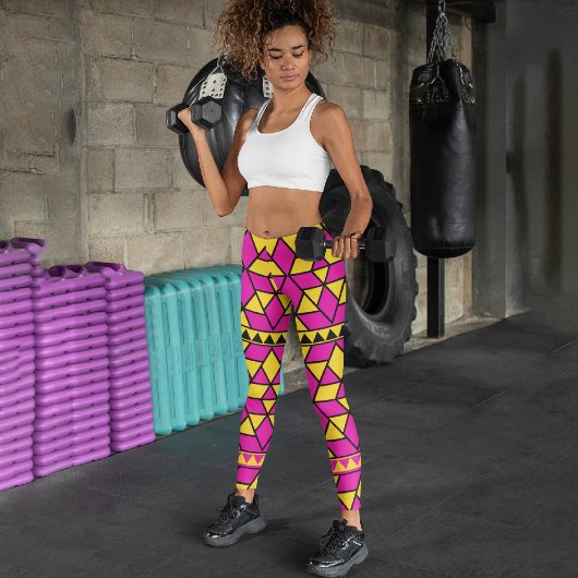 Leggings Capri Triangles rose jaune