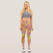 Leggings Capri Tripant Groovy Funky Psychédélique Fractale Éclate (Recto)