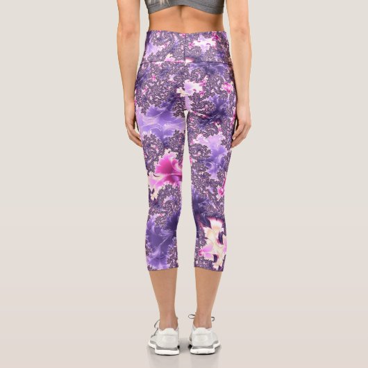Leggings Capri Trippy Funky Boho Super Pastel Spiral Fractal Art (Verso)