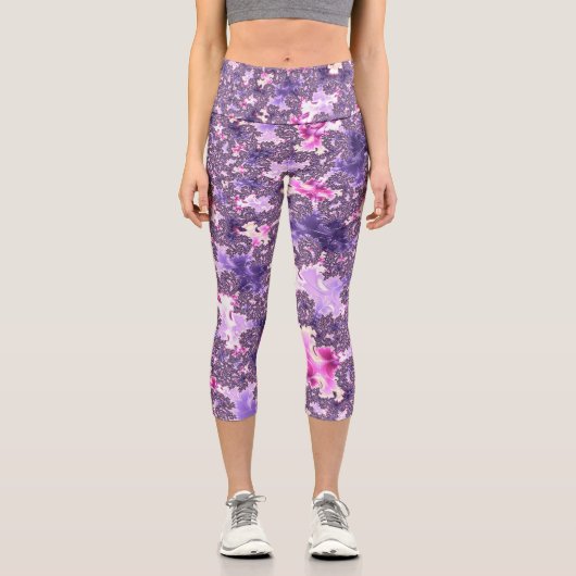 Leggings Capri Trippy Funky Boho Super Pastel Spiral Fractal Art (Recto)