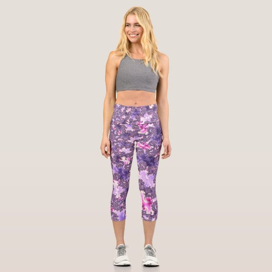 Leggings Capri Trippy Funky Boho Super Pastel Spiral Fractal Art (Recto)