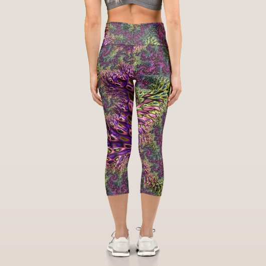 Leggings Capri Trippy Funky Super numérique Abstrait Fractal Art (Verso)