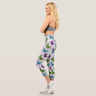 Leggings Capri Trippy Hippy Butterfly Retro
