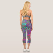Leggings Capri Trippy Hot rose Abstrait Retro Liquid Swirl (Verso)