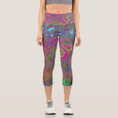 Leggings Capri Trippy Hot rose Abstrait Retro Liquid Swirl (Recto)