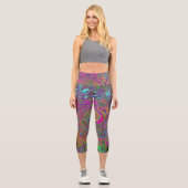 Leggings Capri Trippy Hot rose Abstrait Retro Liquid Swirl (Recto)
