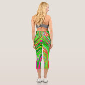 Leggings Capri Trippy Lime Green et Magenta Super Art Abstrait (Verso)
