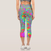 Leggings Capri Trippy Retro Vibrant Neon Arc-en-ciel Fractal Art (Verso)