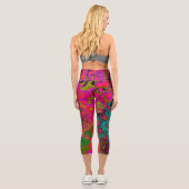 Leggings Capri Trippy Turquoise Abstrait Retro Liquid Swirl (Verso)