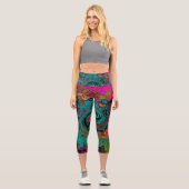 Leggings Capri Trippy Turquoise Abstrait Retro Liquid Swirl (Recto)