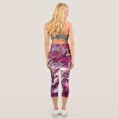Leggings Capri Trippy Vibrant Psychedelic Funky Fractal Art (Verso)