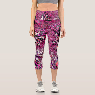 Leggings Capri Trippy Vibrant Psychedelic Funky Fractal Art