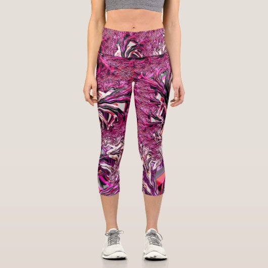 Leggings Capri Trippy Vibrant Psychedelic Funky Fractal Art (Recto)