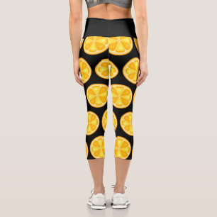 Leggings Capri TROPICAL Citrus ÉTÉ FRUIT Orange citrons Tranche