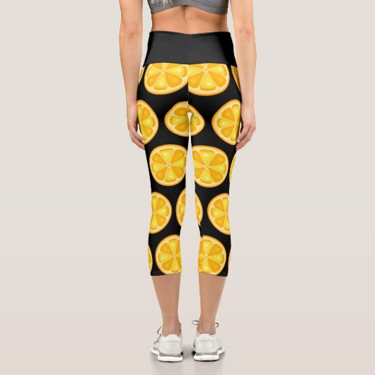Leggings Capri TROPICAL Citrus ÉTÉ FRUIT Orange citrons Tranche (Verso)