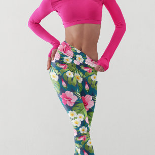 Leggings Capri Tropical Floral Colorful Girly Motif d'aquarelle