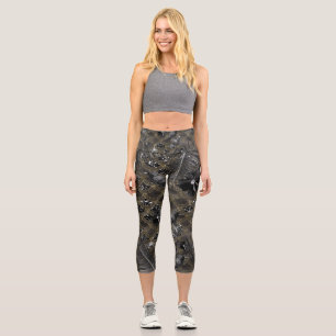 Leggings Capri Tropical Jungle Noir Scales Glam 1