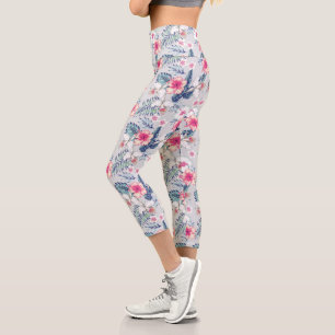Leggings Capri Tropical Orchid Floral