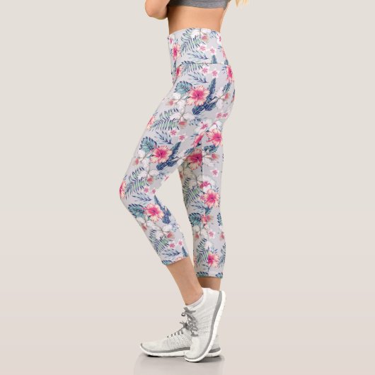 Leggings Capri Tropical Orchid Floral (Gauche)