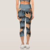 Leggings Capri Tropical Palm Feuille Grey Foliage Yoga Exercice (Verso)