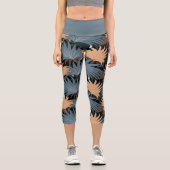 Leggings Capri Tropical Palm Feuille Grey Foliage Yoga Exercice (Recto)