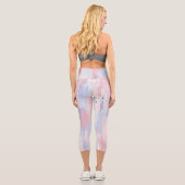 Leggings Capri Trucs de peinture bleu et blanc Abstraits (Verso)