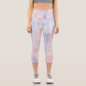 Leggings Capri Trucs de peinture bleu et blanc Abstraits (Recto)