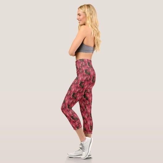Leggings Capri Tulipes roses florales (Gauche)