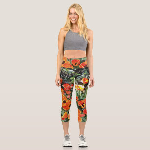 Leggings Capri Tulipes sur feu Artistic Floral Flowerbed v2