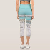 Leggings Capri Turquoise Blue Sky Ocean Waves Foam (Verso)