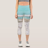 Leggings Capri Turquoise Blue Sky Ocean Waves Foam (Recto)