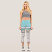 Leggings Capri Turquoise Blue Sky Ocean Waves Foam (Recto)