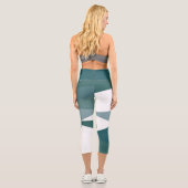 Leggings Capri Turquoise et blanc abstrait (Verso)