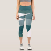 Leggings Capri Turquoise et blanc abstrait (Recto)