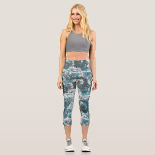 Leggings Capri Turquoise et gris Abstrait