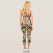 Leggings Capri Turquoise et or Damassé orné (Verso)