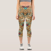 Leggings Capri Turquoise et or Damassé orné (Recto)