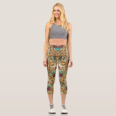 Leggings Capri Turquoise et or Damassé orné (Recto)