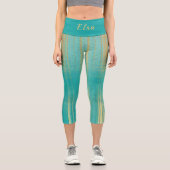 Leggings Capri Turquoise et or moderne (Recto)