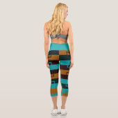 Leggings Capri Turquoise géométrique Noir et Brown (Verso)