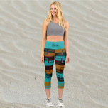 Leggings Capri Turquoise géométrique Noir et Brown<br><div class="desc">Décor géométrique turquoise et noir clair/brun foncé. Moderne et moderne.</div>