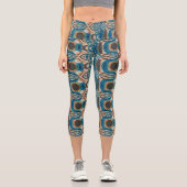 Leggings Capri Turquoise Gold Sun Southwestern Art (Recto)