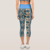 Leggings Capri Turquoise Gold Sun Southwestern Art (Verso)