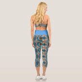 Leggings Capri Turquoise Gold Sun Southwestern Art (Verso)