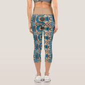 Leggings Capri Turquoise Gold Sun Southwestern Art (Verso)