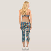 Leggings Capri Turquoise Gold Sun Southwestern Art (Verso)