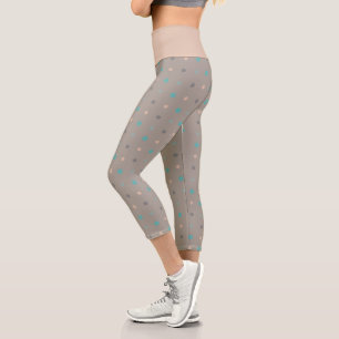 Leggings Capri Turquoise, gris et Pêche